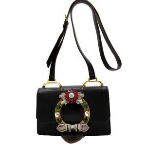 Miu Miu shoulder bag black leather beaded accents
